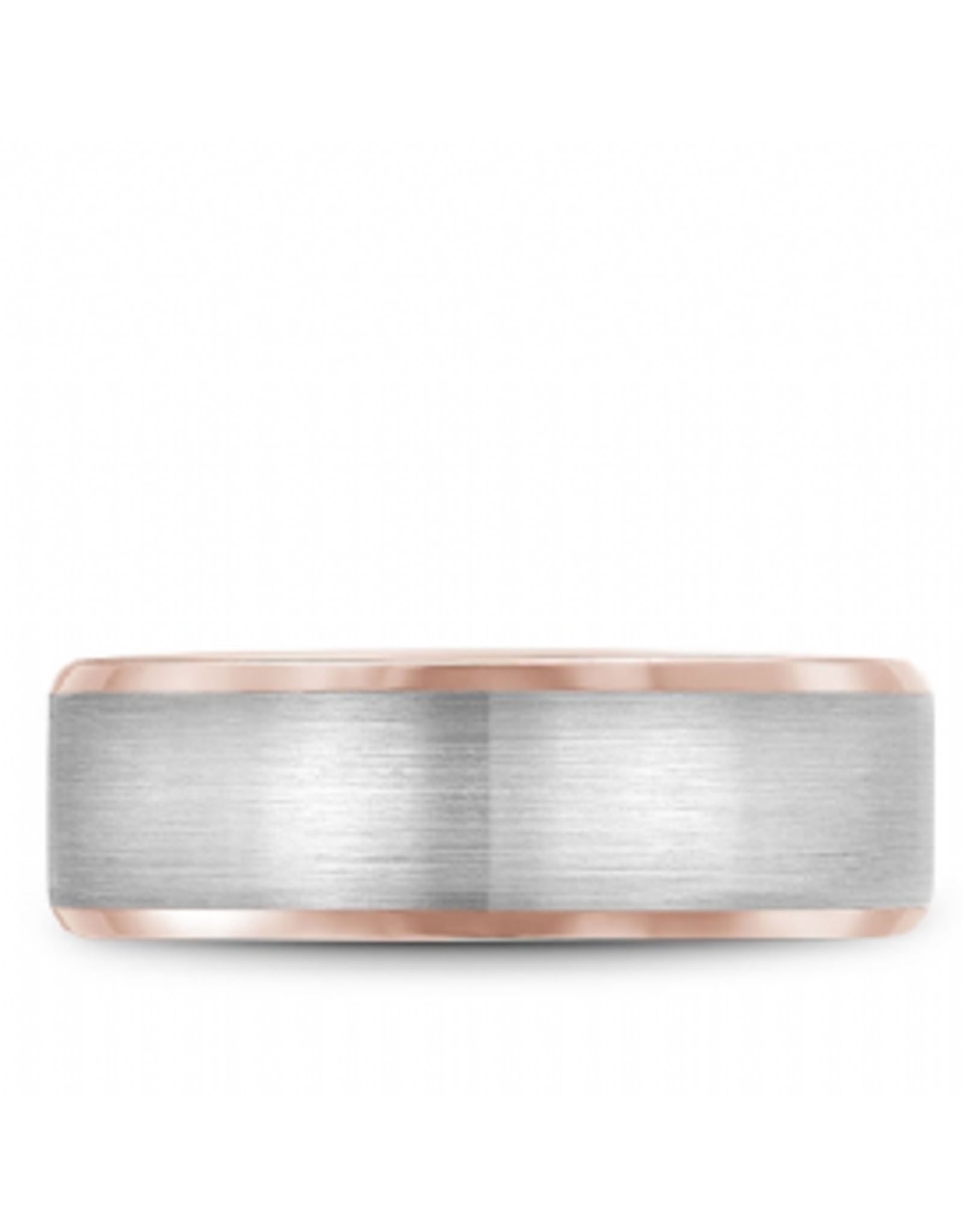 14K White & Rose Gold Band with Sandpaper Top & Beveled Edges - 7.5 mm