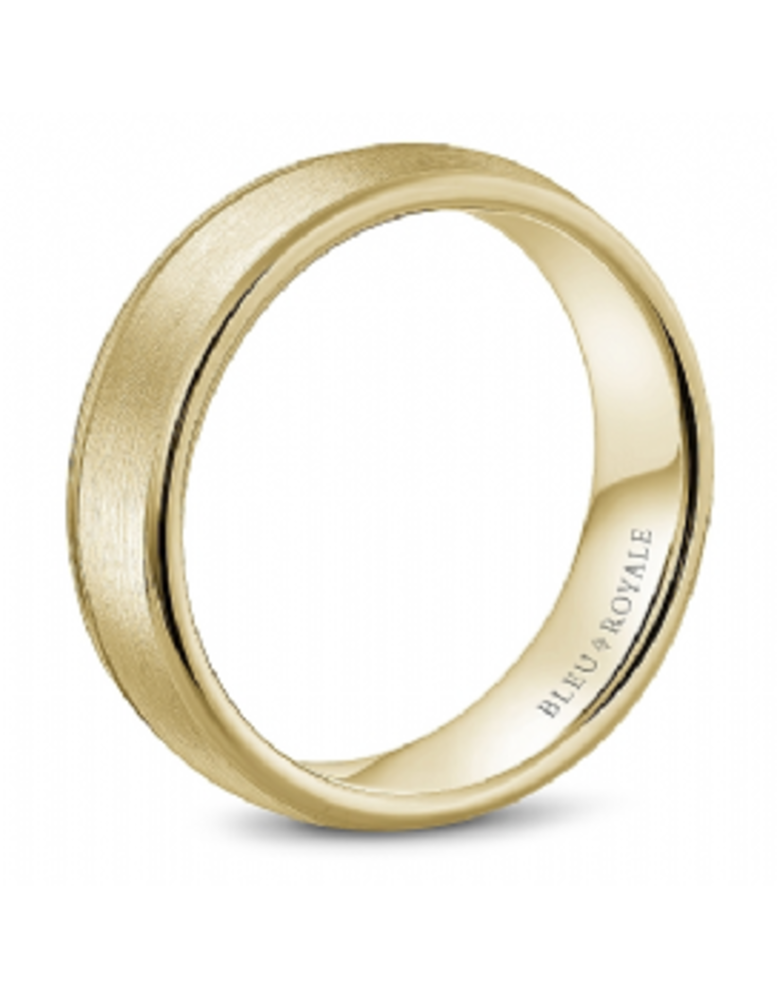 14K Yellow Gold Sandpaper Center Band with High Polish Edges - 6.5mm