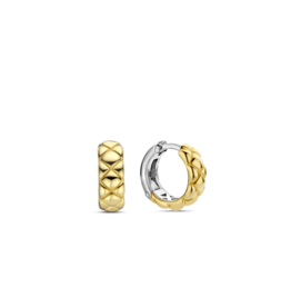 Yellow Gold Plated Quilted Huggie Earrings