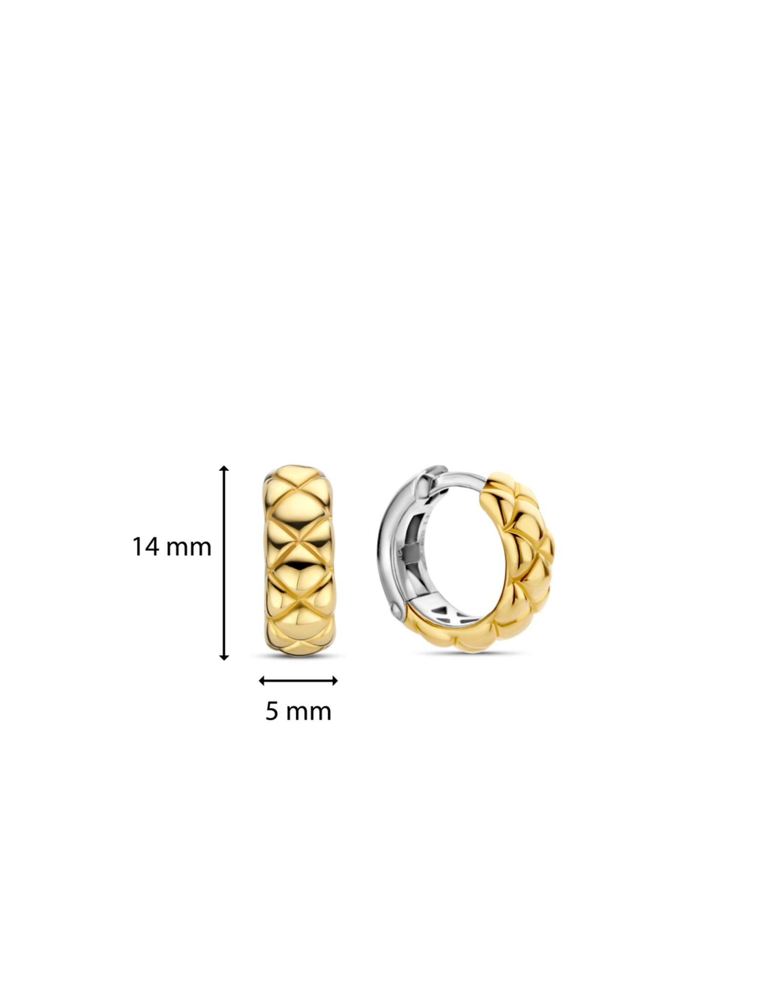 Yellow Gold Plated Quilted Huggie Earrings- 7911SY