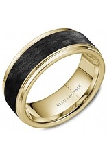 14K Yellow Gold Carbon Fiber Band with Sandpaper Top & High Polish Edges - 8.5mm