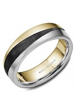 14K White & Yellow Gold Band with Black Enamel Inlay and a Sandpaper Finish - 7mm
