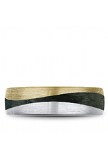 14K White & Yellow Gold Band with Black Enamel Inlay and a Sandpaper Finish - 7mm
