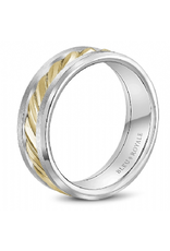 14K Yellow Gold & White Gold Band with Twisted Center & High Polish Edges -  8.5mm