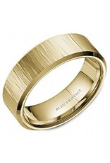 14K Yellow Gold Bark Top Band with High Polished Edges - 7.5mm