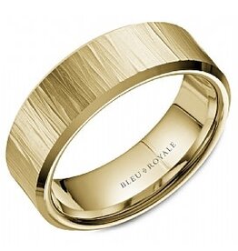 14K Y/G Bark Top Band with High Polished Edges