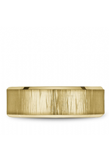 14K Yellow Gold Bark Top Band with High Polished Edges - 7.5mm