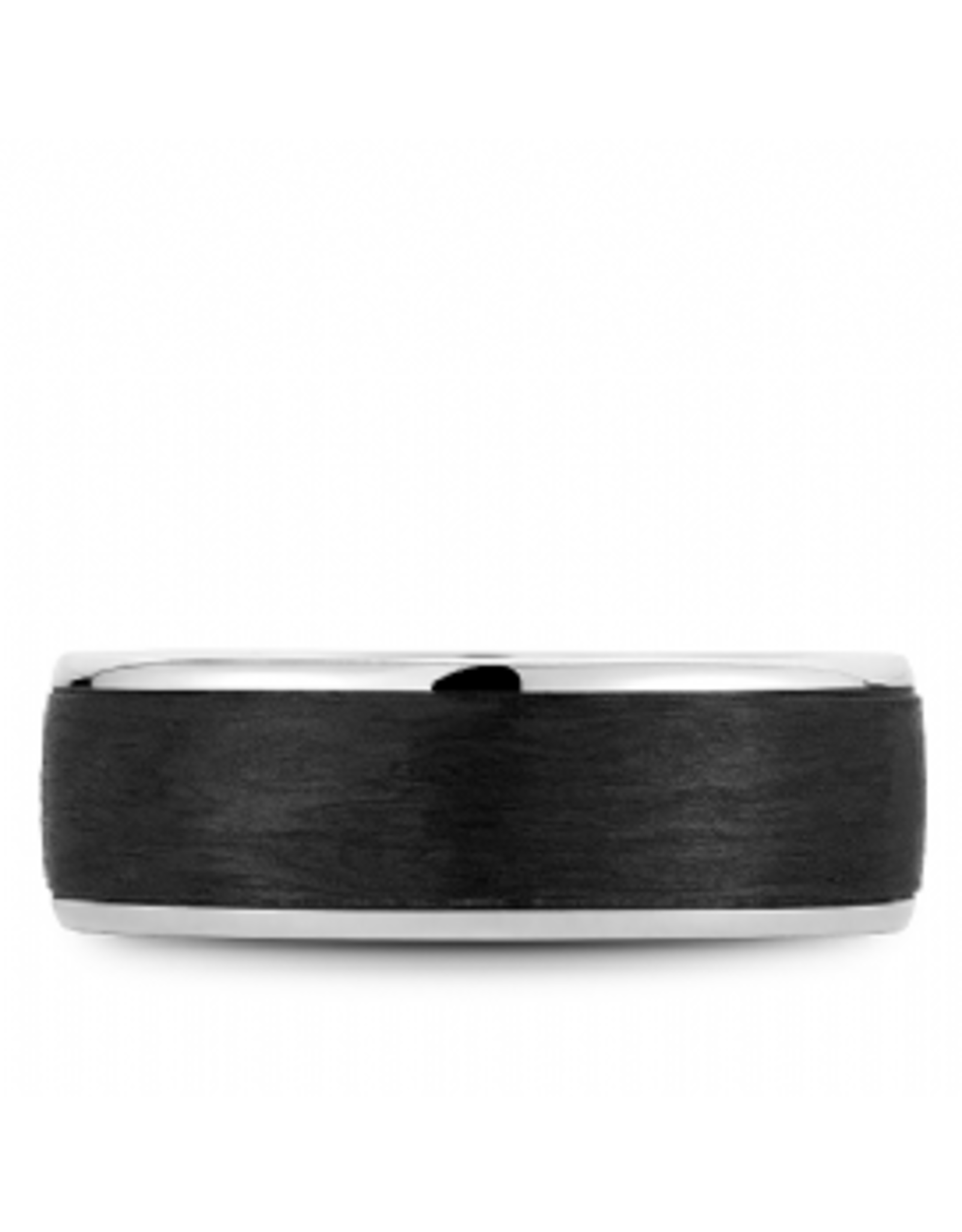 14K White Gold Forged Carbon Fiber Band with High Polished Edges - 7.5mm