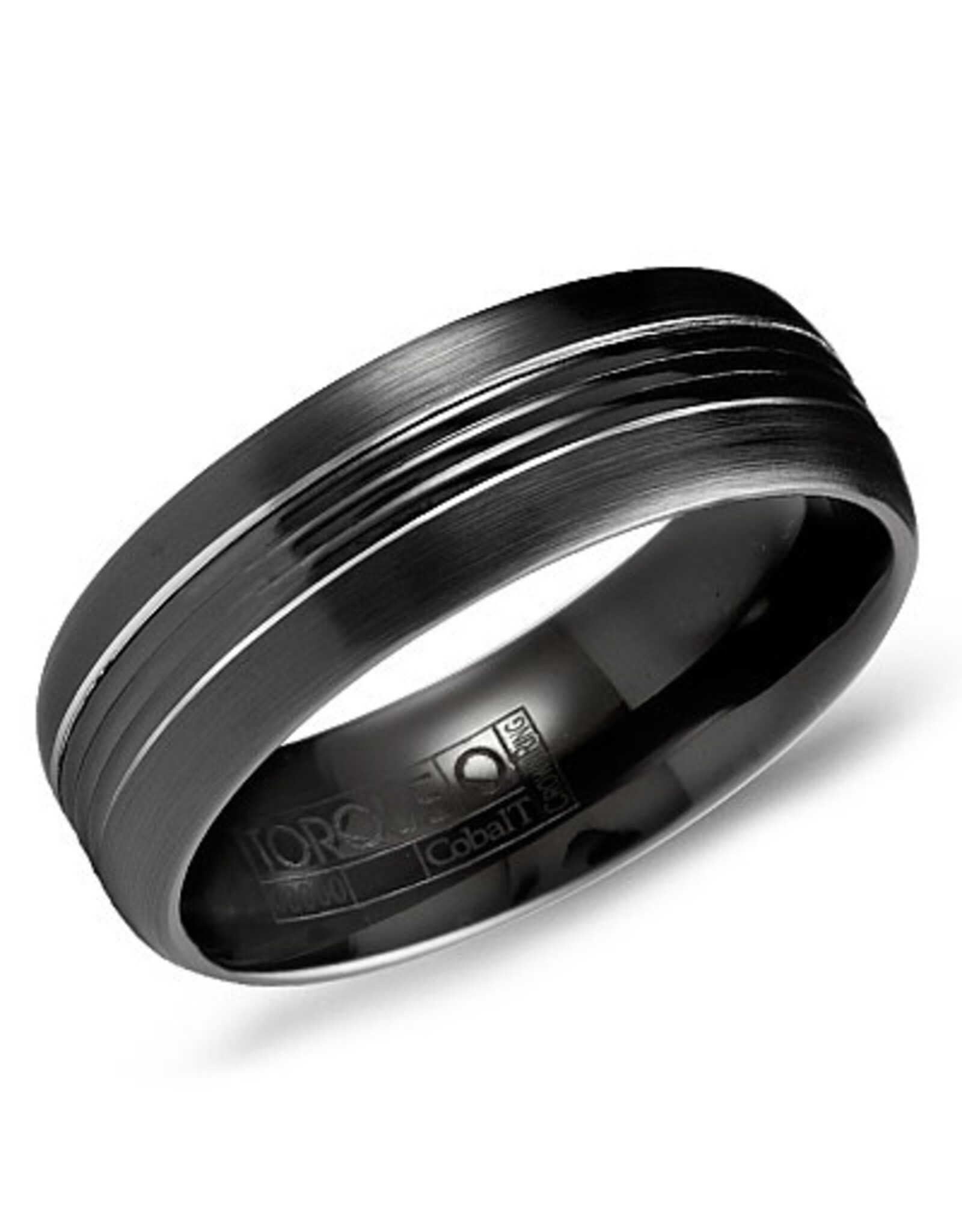 Black Cobalt Band with White Accents - 7mm