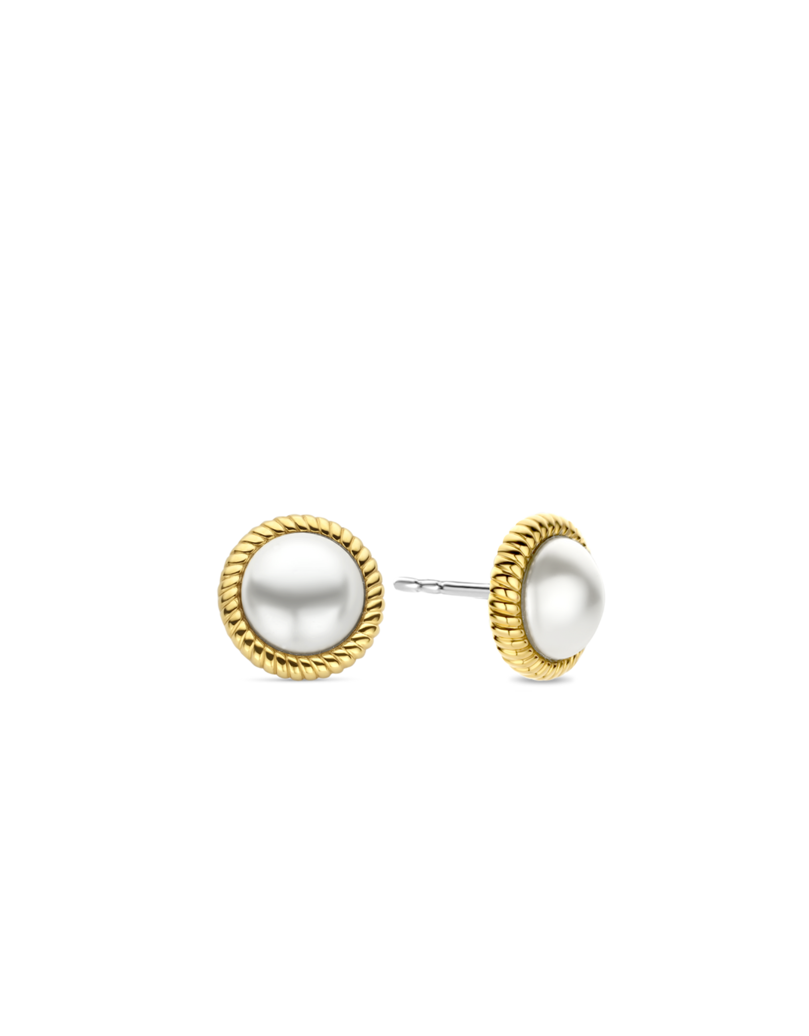Pearl Studs with Yellow Plated Rope Trim- 7923YP