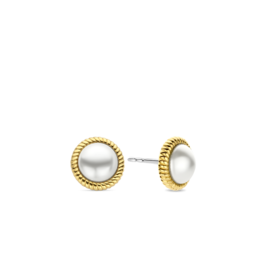 Pearl Studs with Yellow Plated Rope Trim