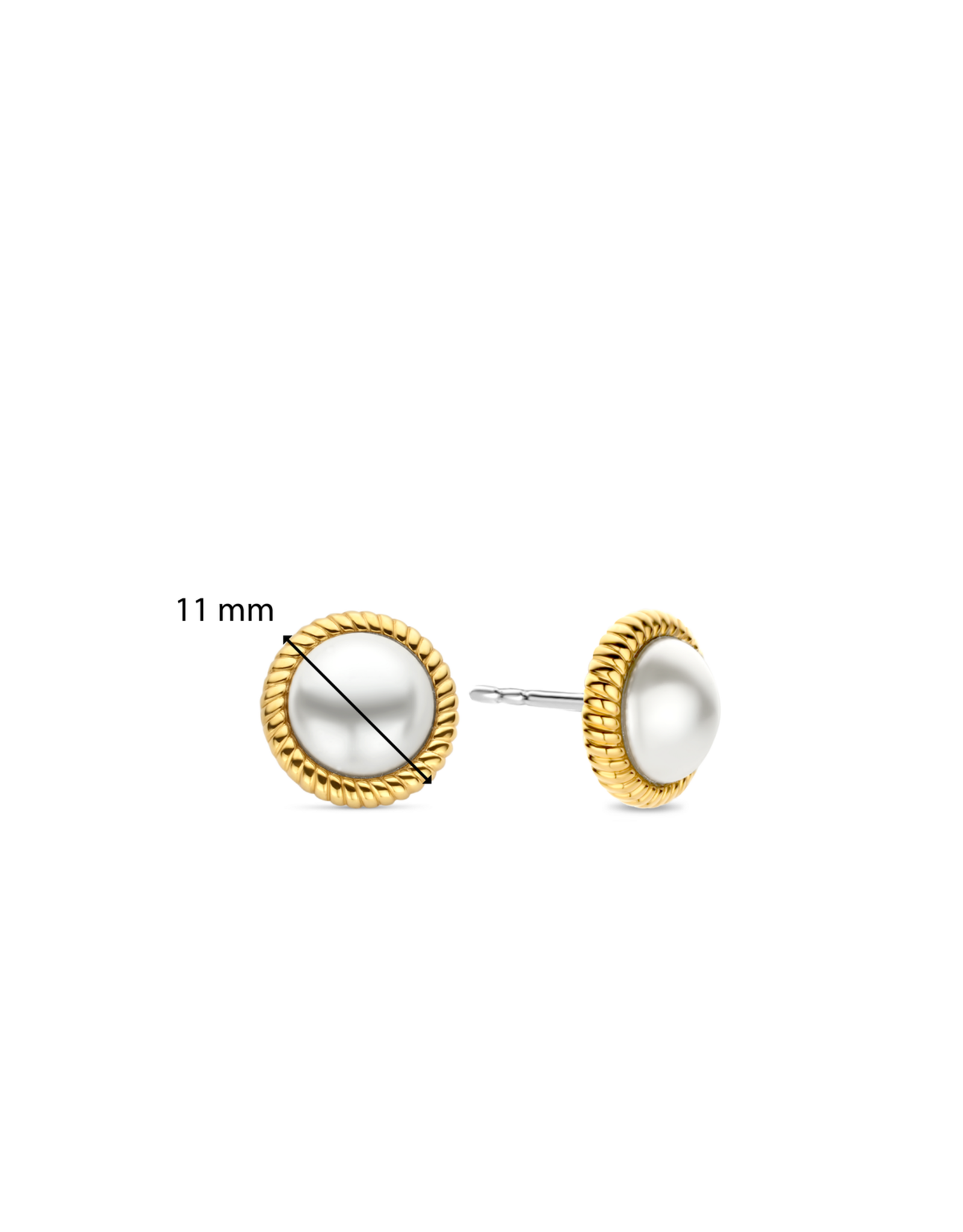 Pearl Studs with Yellow Plated Rope Trim- 7923YP