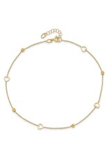 14K Yellow Gold Polished Heart Anklet, 10" ext