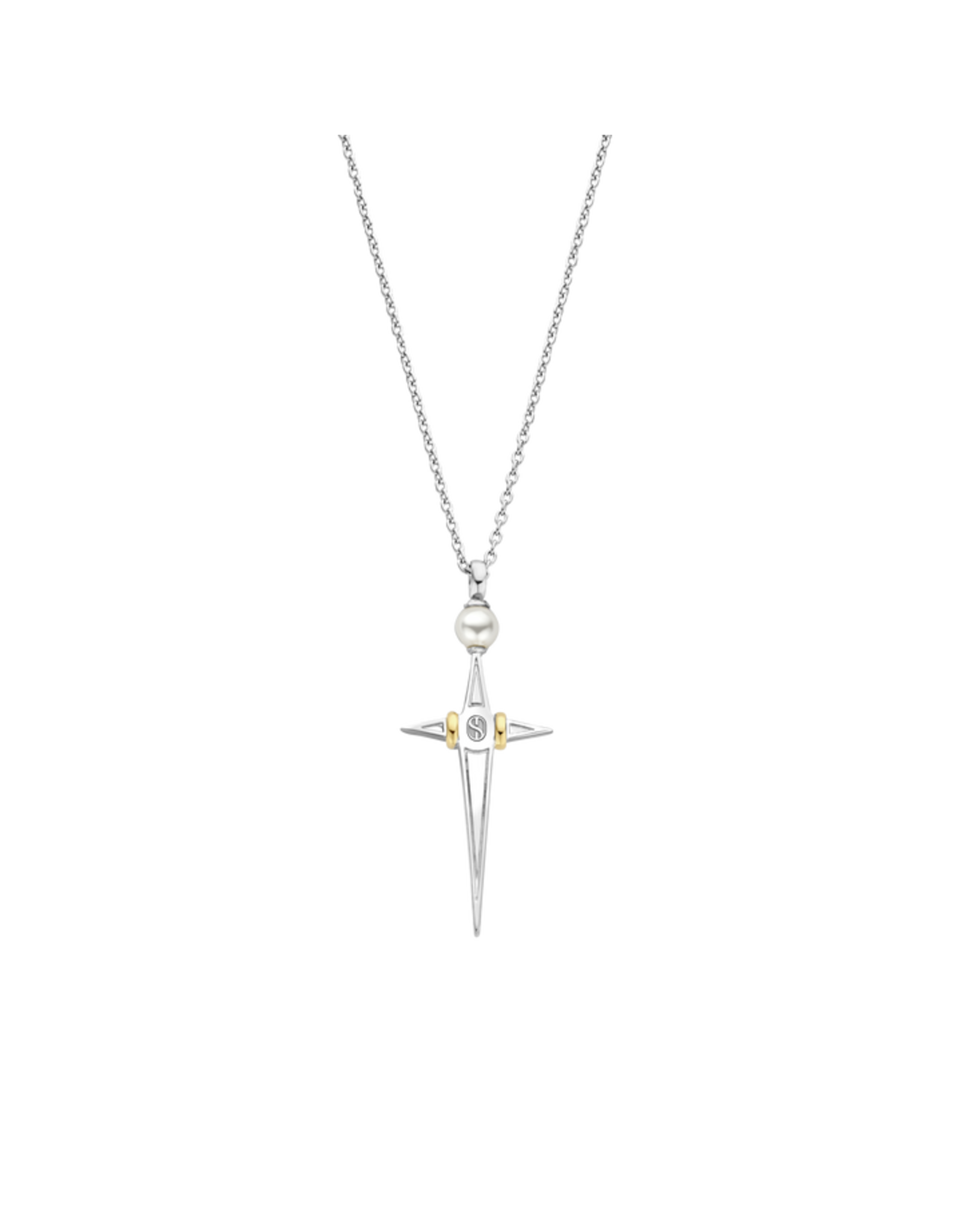 Pearl Cross Necklace- 34034YP/42