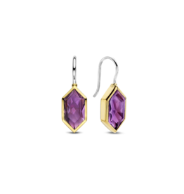 Geometric Purple Stone Earrings