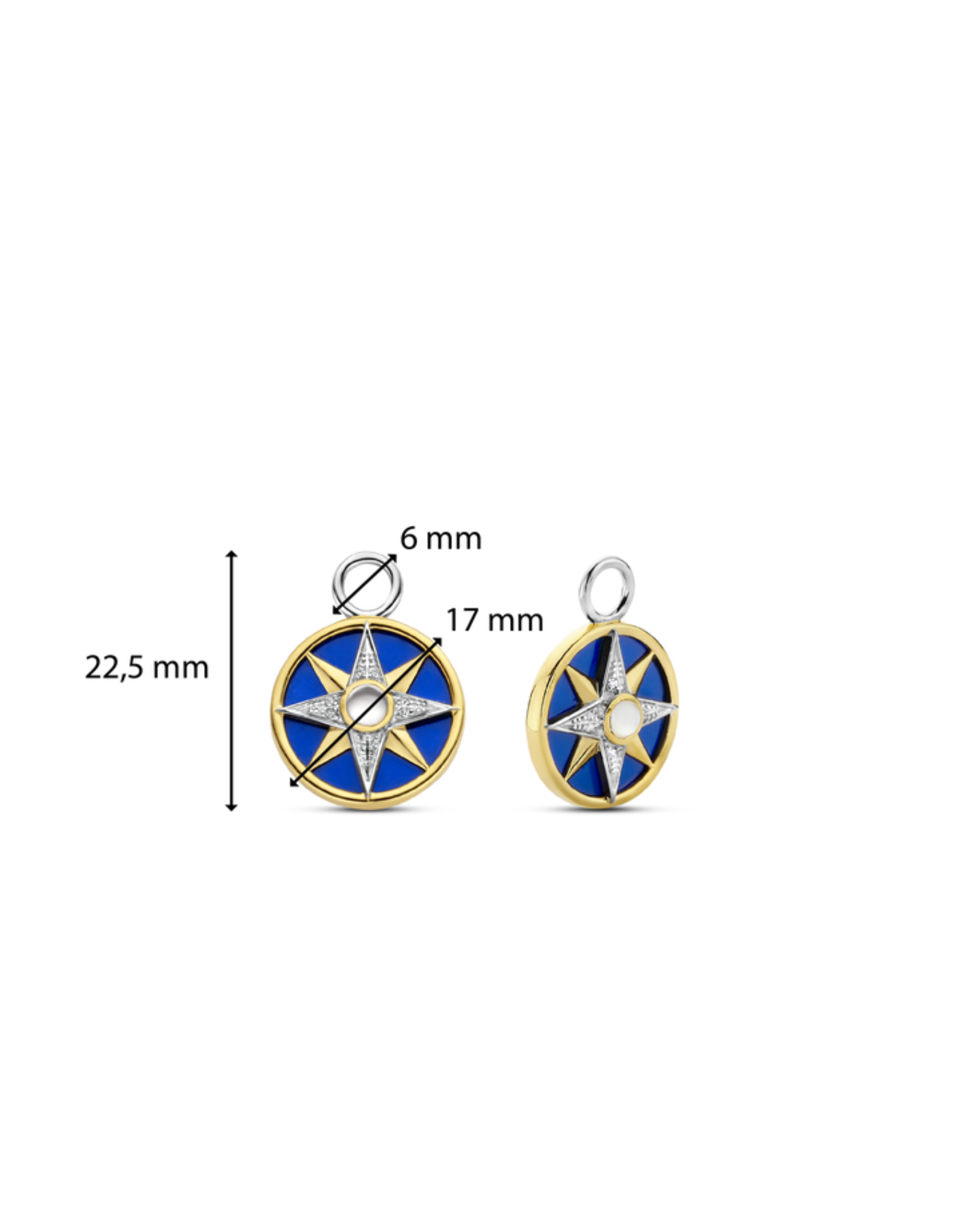 Lapis Compass Earring Charms- 9267BL