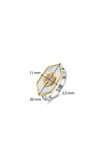 Geometric Mother of Pearl Jeweled Ring- 12309MW/56