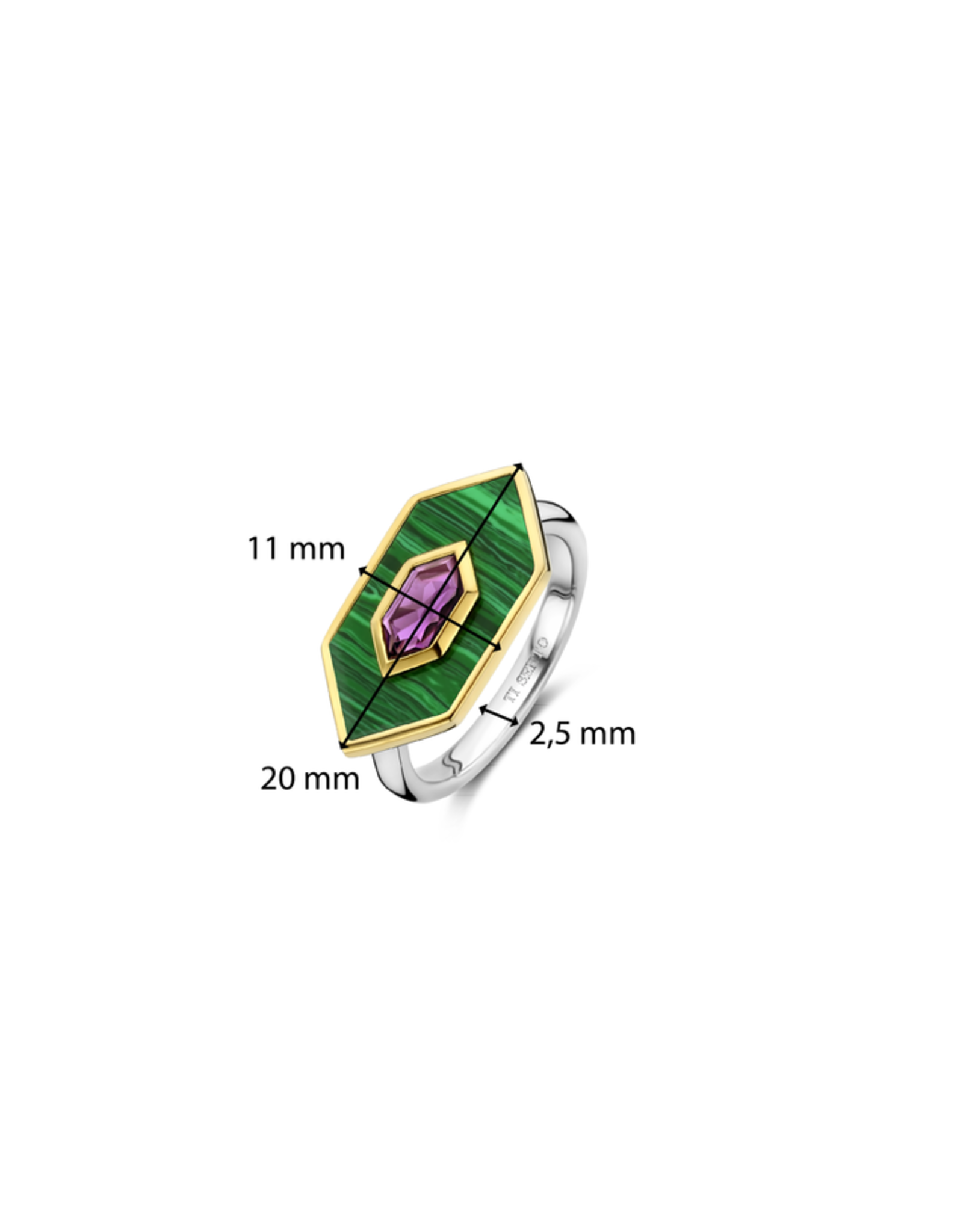 Geometric Malachite Jeweled Ring- 12309MA/56