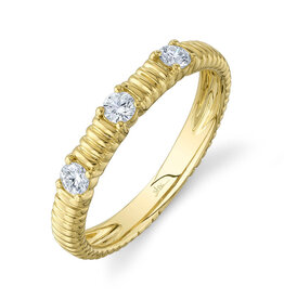 14K Y/G Stackable Fluted Diamond Band