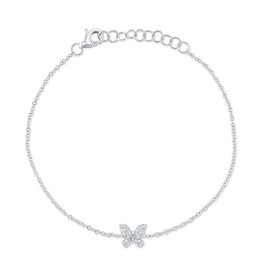 14K W/G Dainty Diamond Butterfly Bracelet
