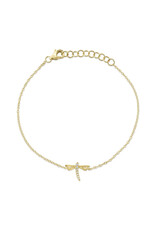 14K Yellow Gold Dainty Diamond Dragonfly Bracelet, D: 0.03ct