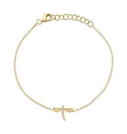 14K Y/G Dainty Diamond Dragonfly Bracelet