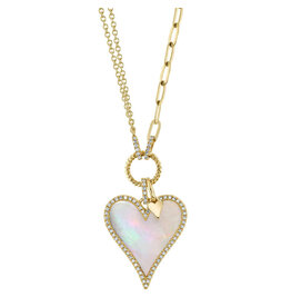 14K Y/G Mother of Pearl Heart Necklace
