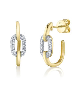 14K Y/G Diamond Link Hoop Earrings