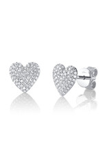 14K White Gold Pave Puff Heart Earrings, D: 0.28ct