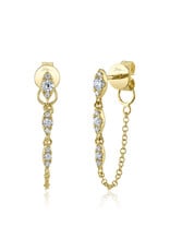 14K Yellow Gold Diamond Chain Earrings. D: 0.20 cts