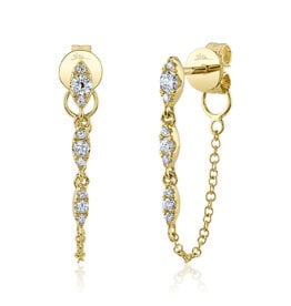 14K Y/G Diamond Chain Earrings