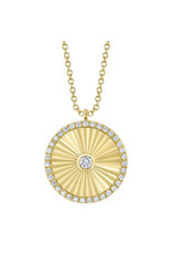 14K Yellow Gold Fluted Diamond Circle Necklace, D: 0.32ct