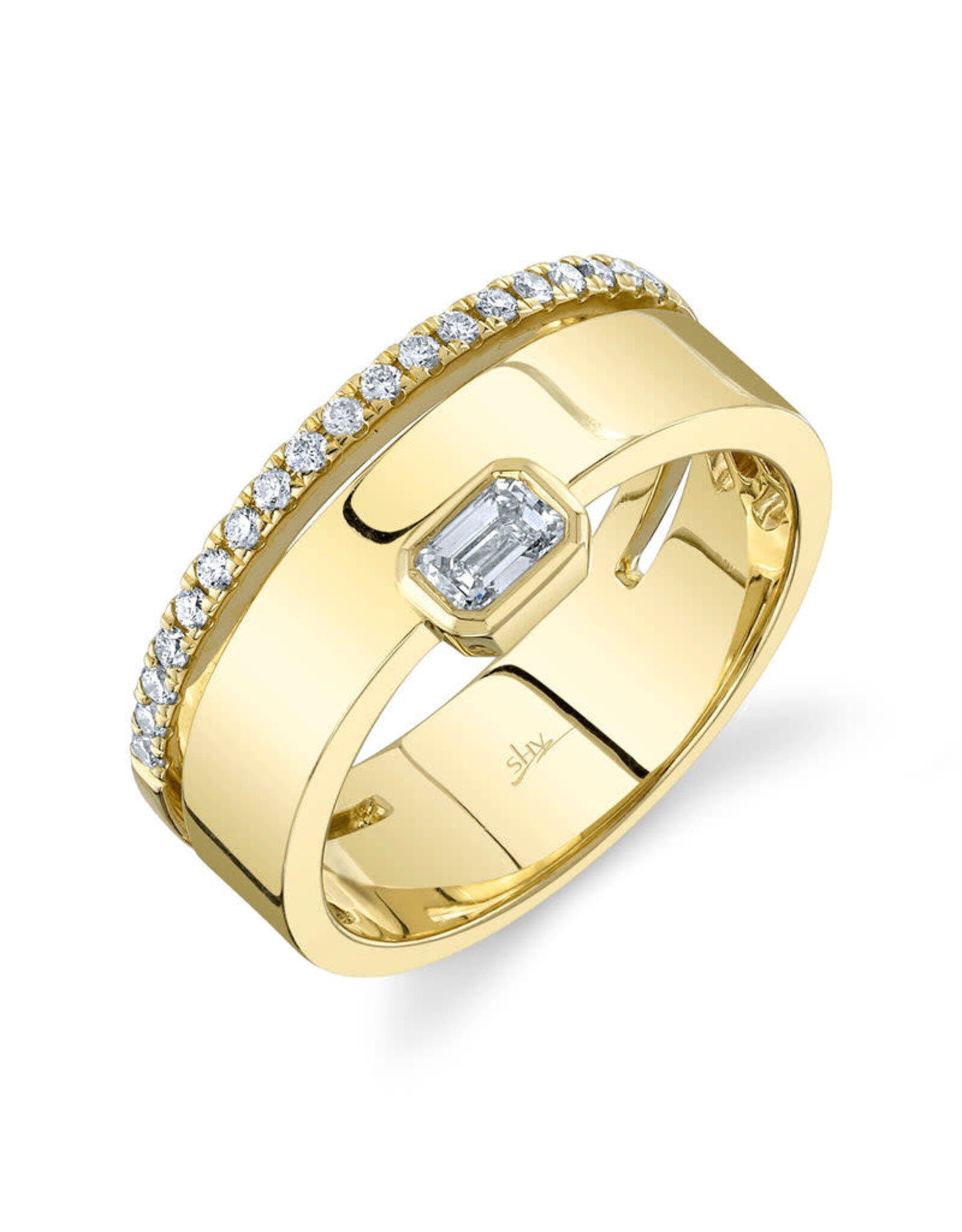 14K Yellow Gold High Polish Gold Diamond Ring, D: 0.39ct