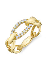 14K Yellow Gold Open link Diamond Ring, D: 0.17ct