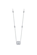 14K White Gold East-West Emerald Diamond Necklace, D: 0.61ct