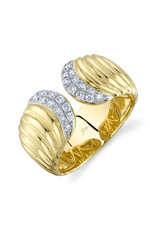 14K Yellow Gold Diamond Cuff Style Ring, D: 0.26ct