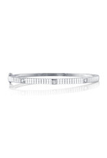 14K White Gold Fluted Diamond Bangle, D: 0.16ct