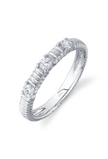 14K White Gold Fluted Diamond Stackable Ring, D: 0.24ct