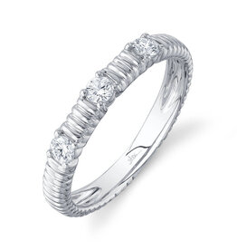 14K W/G Fluted Diamond Stackable Ring