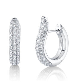 14K W/G Diamond Hoop Earrings