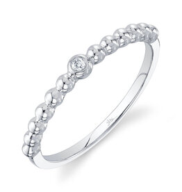 14K W/G Beaded Diamond Stackable Ring