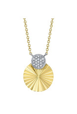 14K Yellow Gold Diamond Fluted Disc Necklace, D: 0.05ct