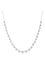 14K White Gold Bezel Set Diamond Necklace, D: 0.60ct