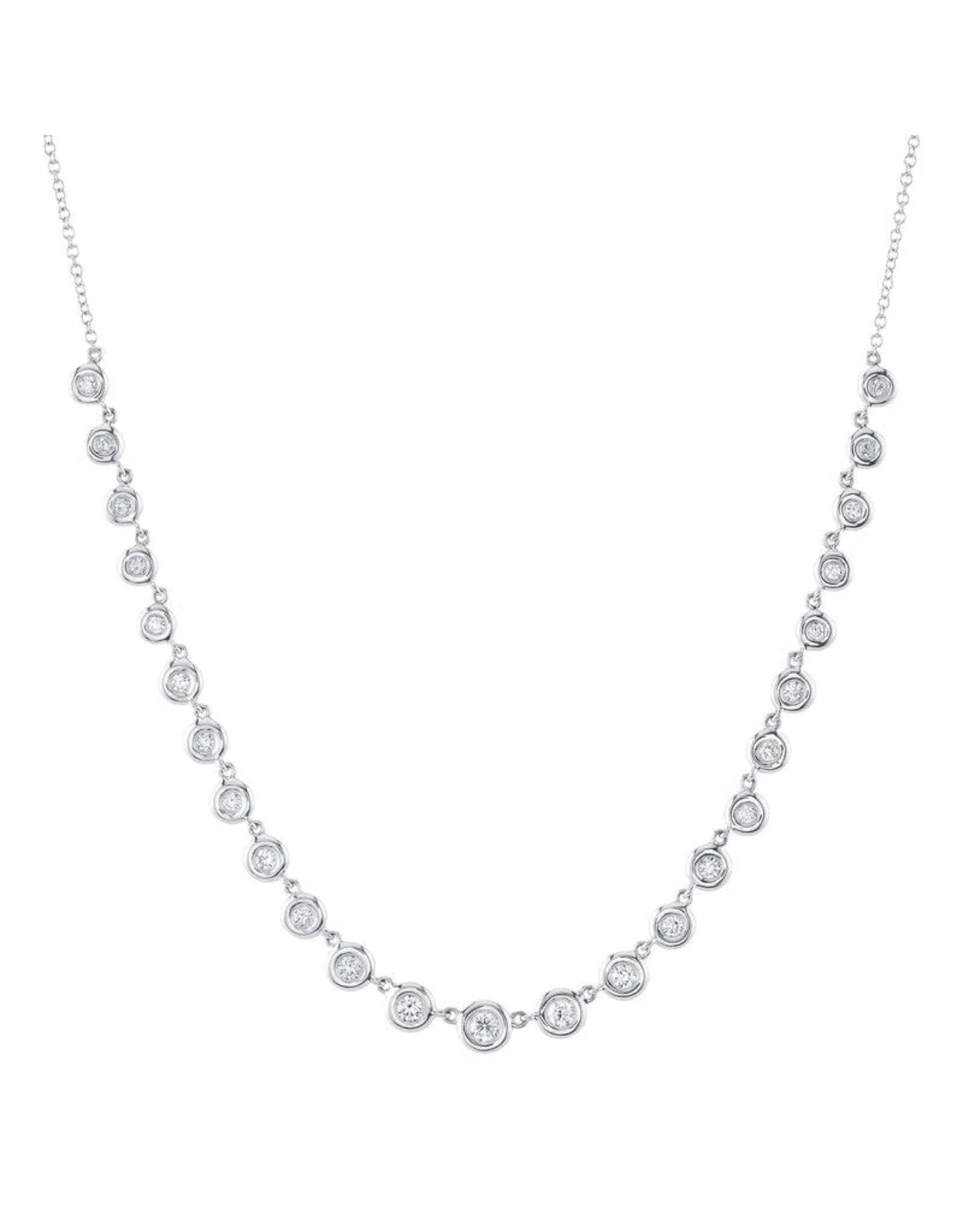 14K White Gold Bezel Set Diamond Necklace, D: 0.60ct