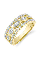 14K Yellow Gold Diamond Marquise Bezel Ring, D: 1.02ct