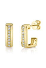 14K Yellow Gold Rectangle Diamond Earrings, D: 0.24ct