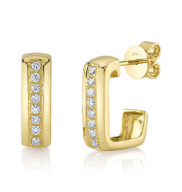 14K Y/G Rectangle Diamond Earrings