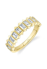 14K Yellow Gold Stackable Bezel Set Baguette Ring, D: 0.75ct