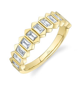 14K Y/G Stackable Bezel Set Baguette Ring