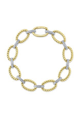 14K Yellow Gold Rope and Diamond Link Bracelet, D: 0.65ct